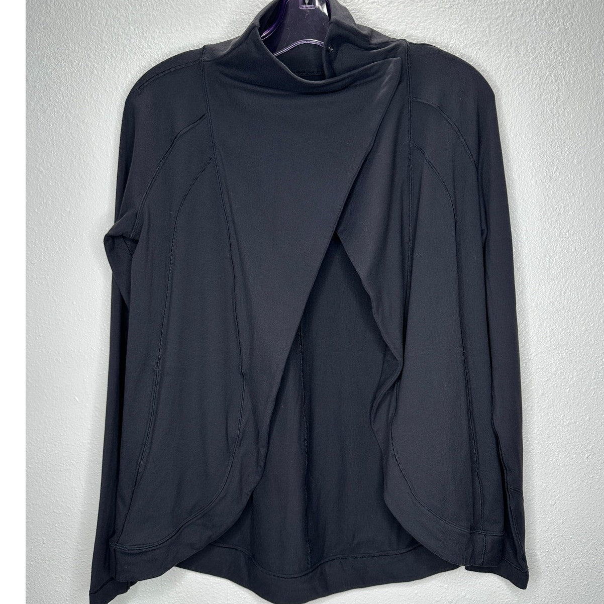 Lululemon Black Long Sleeve Cardigan Style Snap Neck Button Collar 4