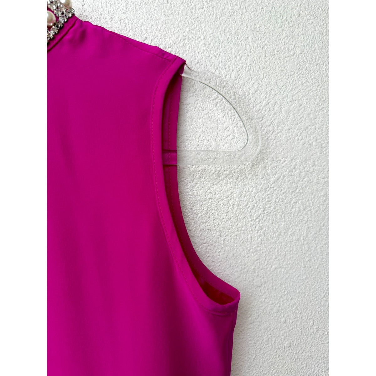 Amanda Uprichard Silk Pearl High Neck Blouse US S Pink