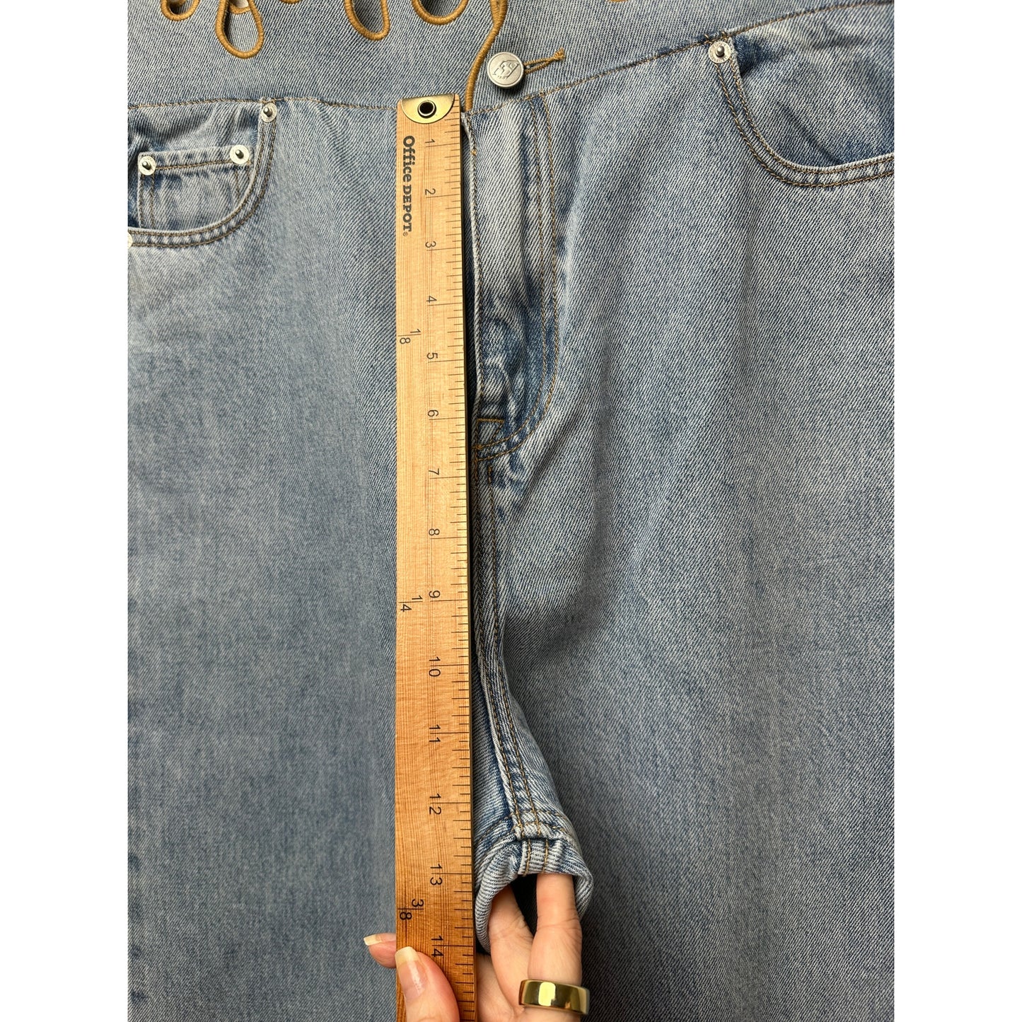 NWOT FUCKBOY MENTALITY Hot Flame Day Jeans Light Wash Gold Mens 36x32