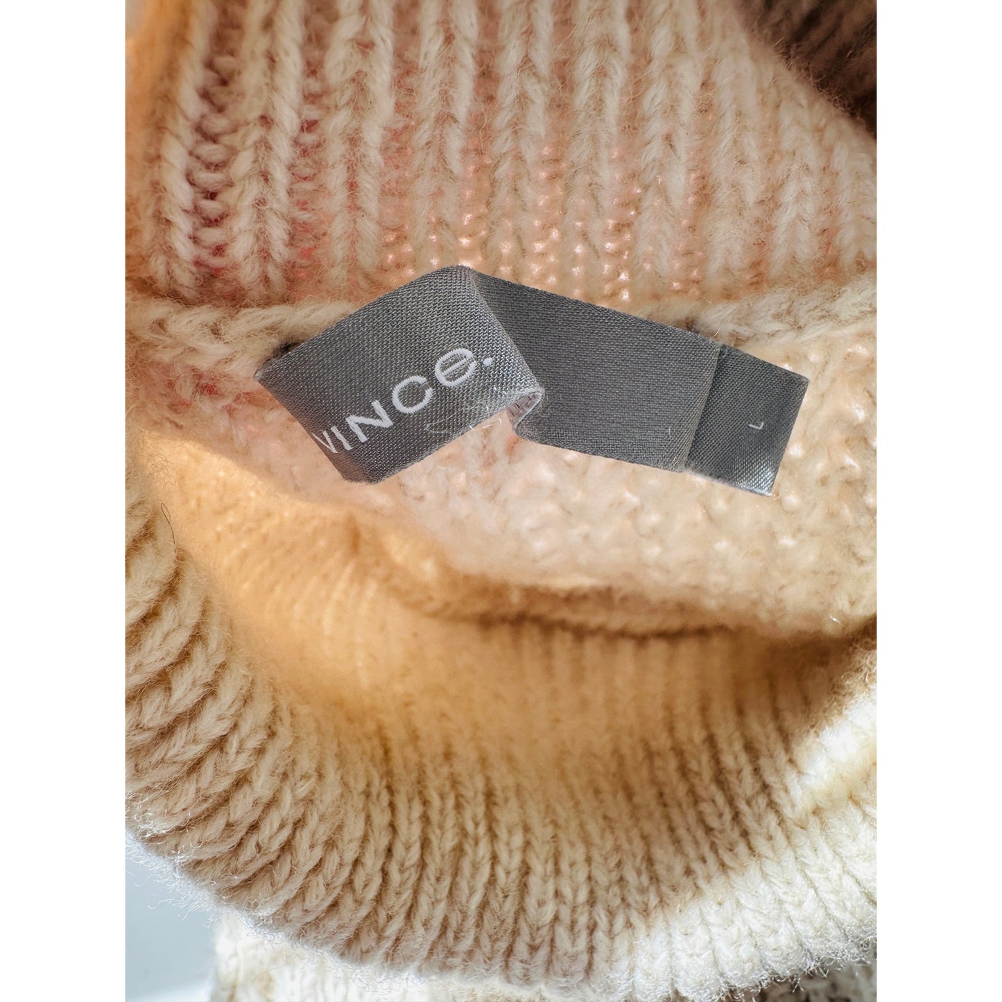 Vince Cream Chunky Knit Long Sleeve Mock Neck Sweater L