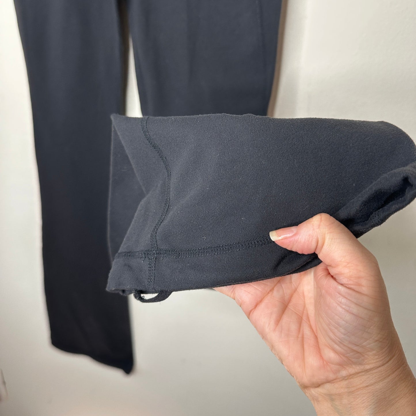 Lululemon Aqua Wide Waist Band Black Flare Yoga Pant Leggings 6