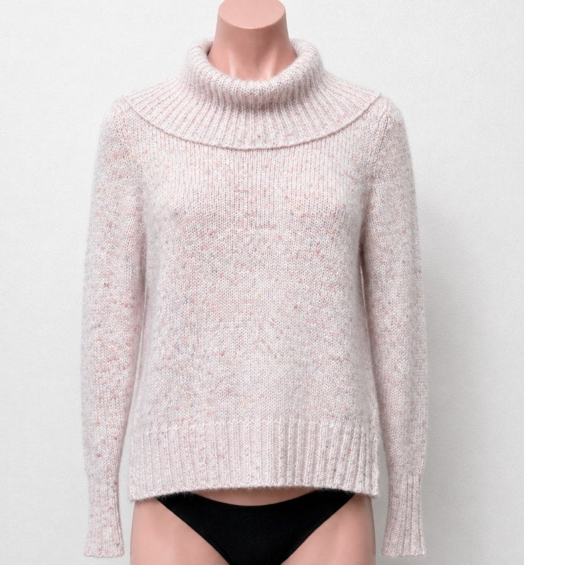 Loft Pink Multi-Color Pastel Shimmery Long Sleeve Boxy Cowl Neck Sweater Medium
