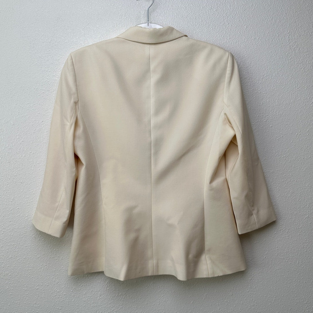 The Row Cream Wool-Silk Two-Button Blazer Jacket Women’s 14