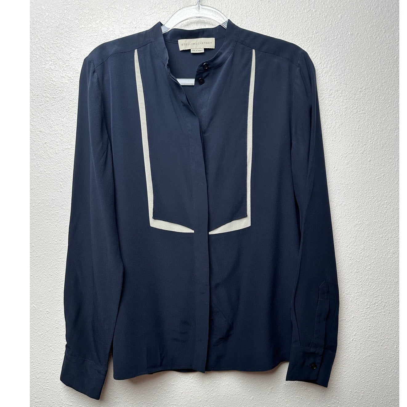 Stella McCartney Blouse Black/Taupe Womens US L 100% Silk