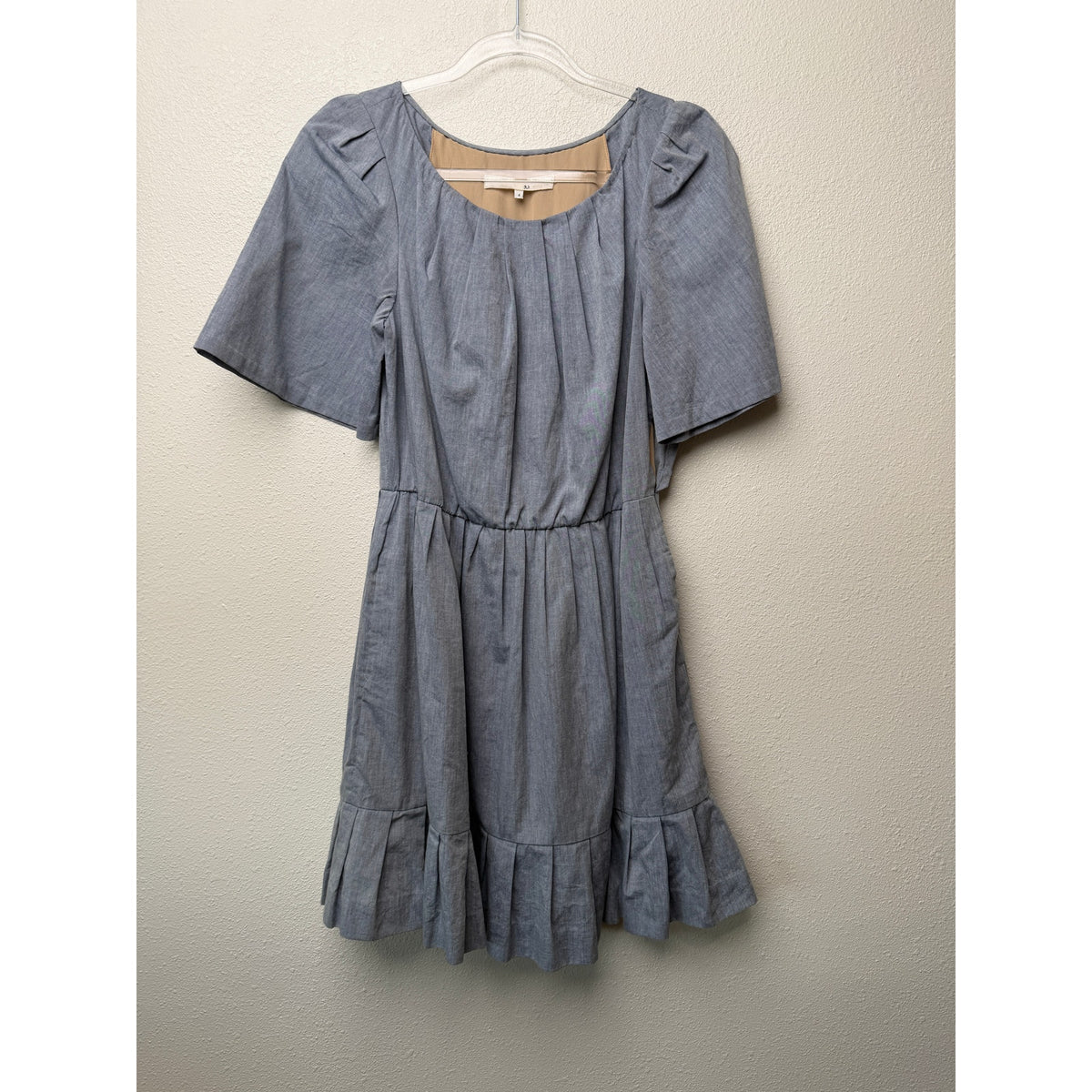 3.1 Phillip Lim Blue Chambray Ruffle Dress Women US 4