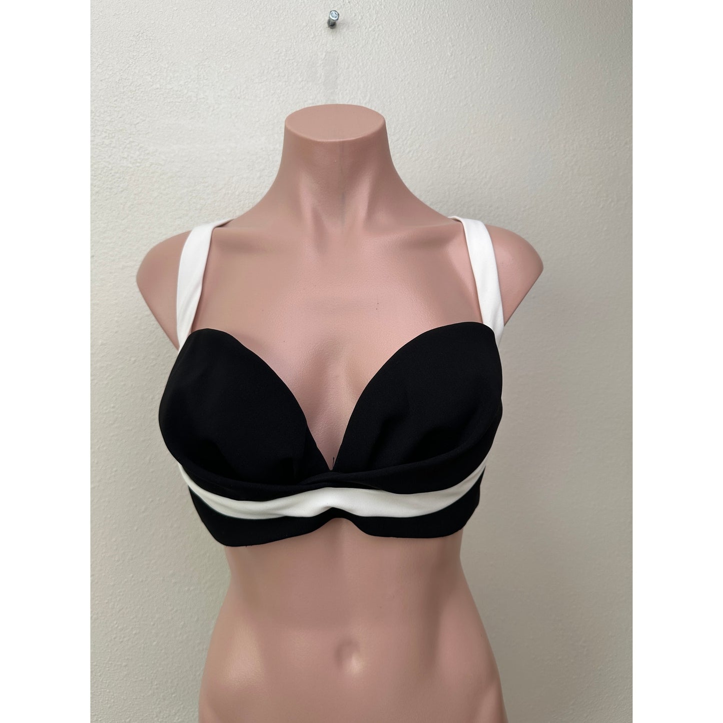 Mônot Black White Contrast Bustier Bra Crop Top Women’s Size 6