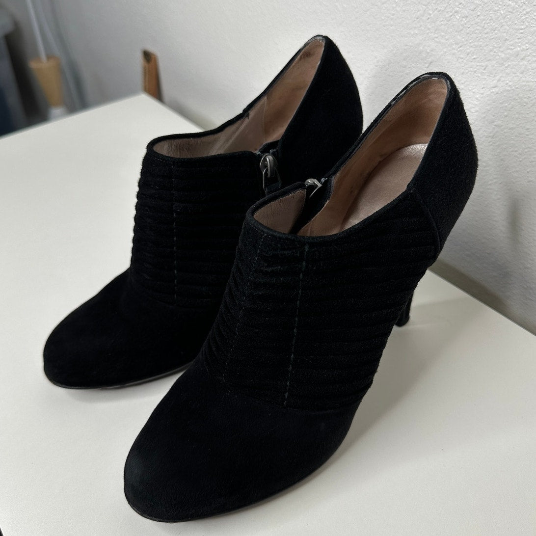 Salvatore Ferragamo Black Suede Narni Stiletto Bootie Side Zip 8