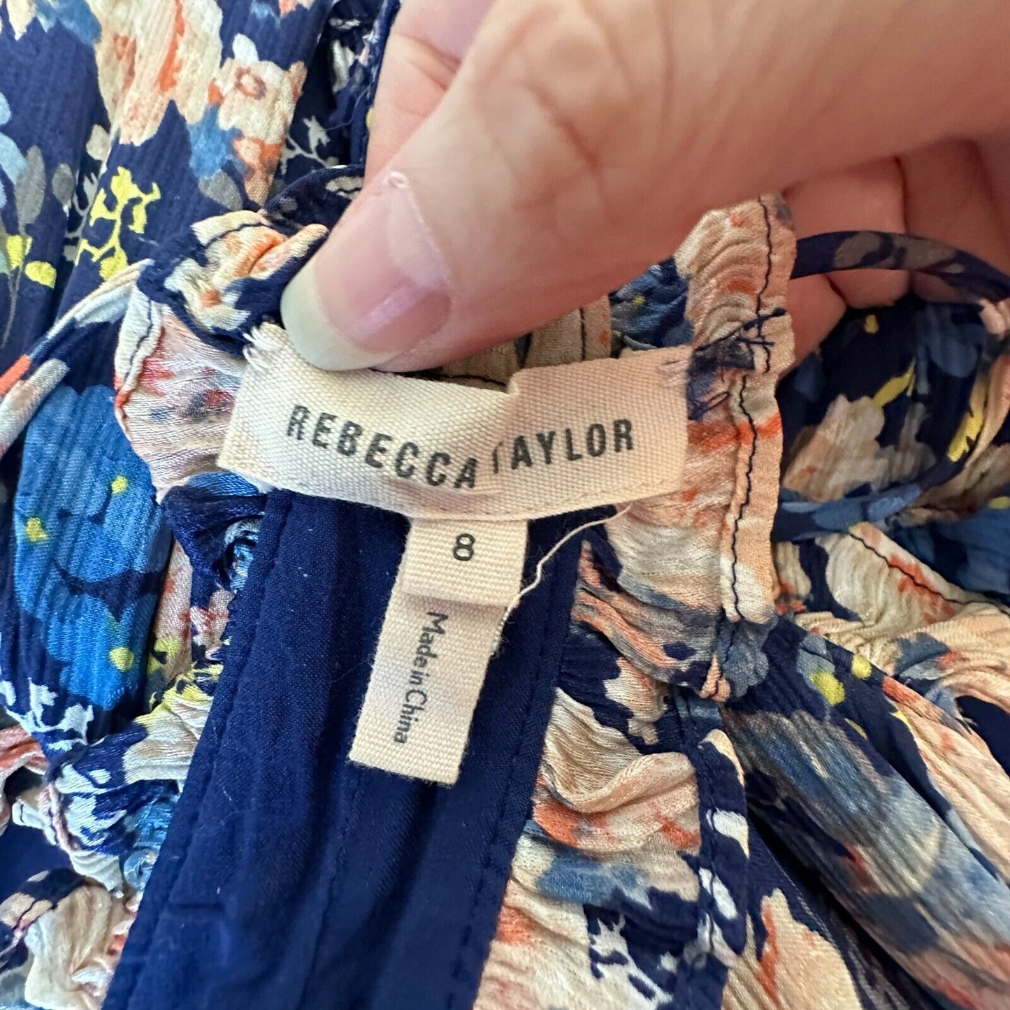 Rebecca Taylor Gigi Fleur Slip V-Neck Racer Back Silk Pleated Fabric Dress 8
