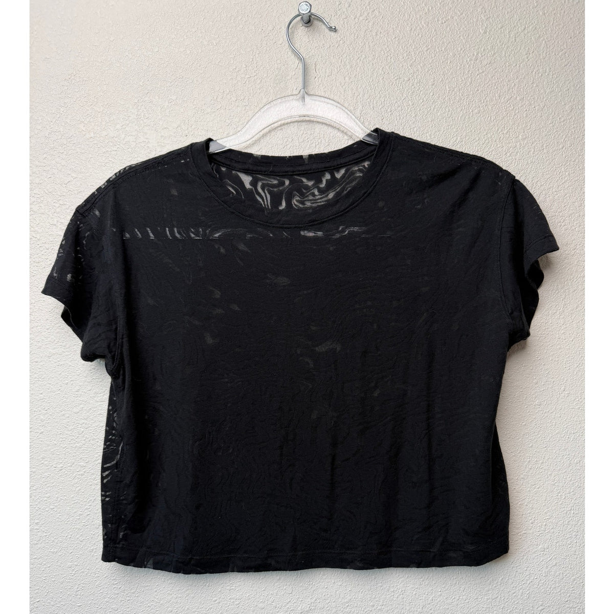Lululemon All Yours Cropped T-Shirt Veil Black Women Size 8