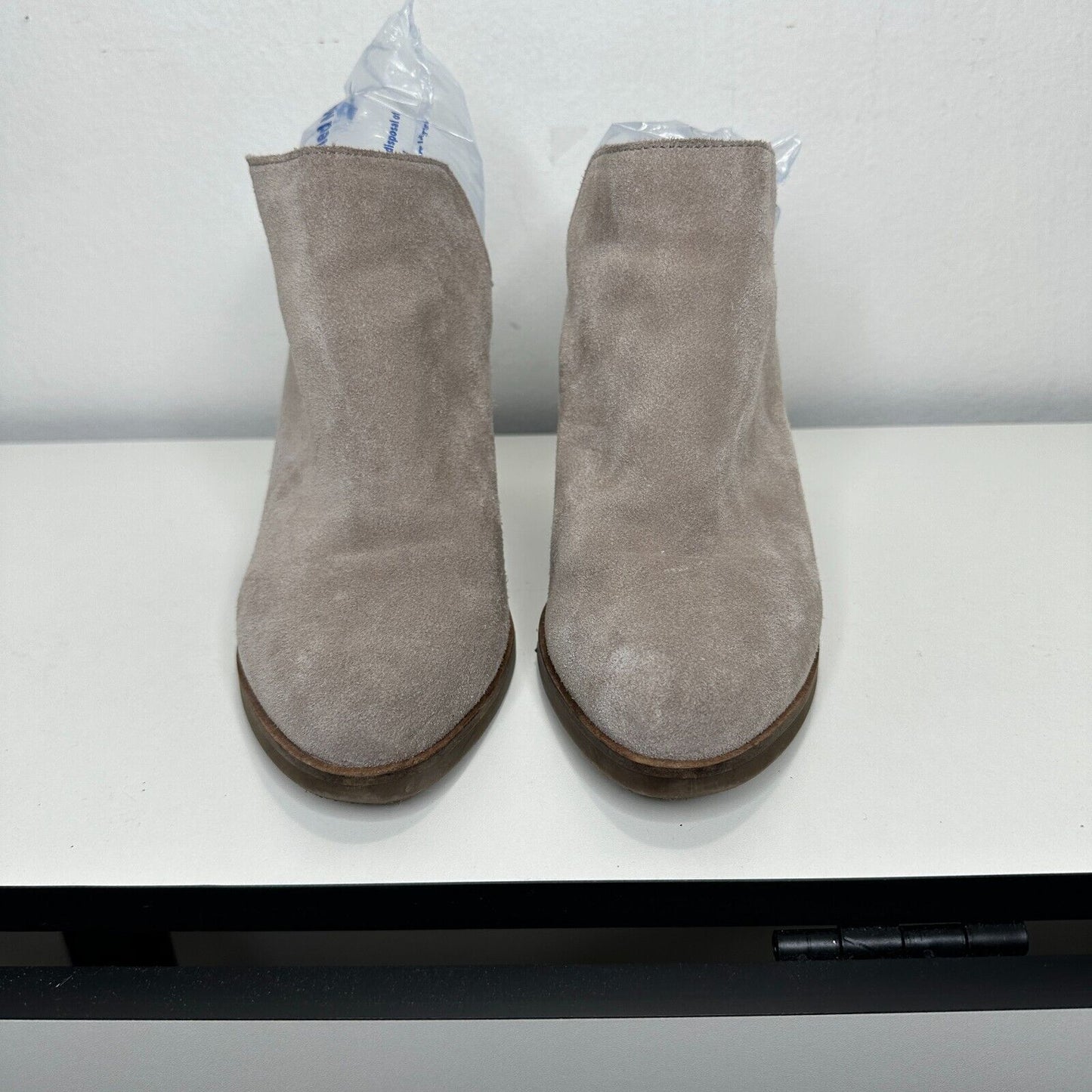 Dolce Vita Gray Selene Suede Almond toe Slide On Mule Bootie Block Heels 7.5