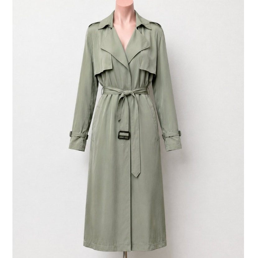 BCBGMaxazria Sage Green Ultra Thin Wide Notch Lapels Wrist Ties & Belt Jacket S