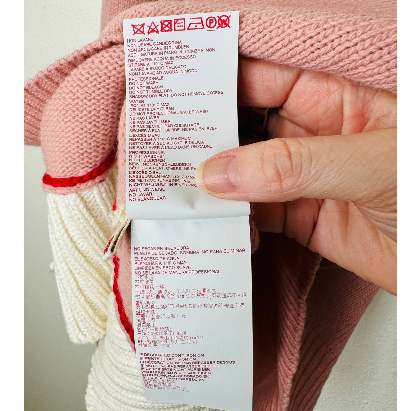 Marni Pink Cream Red Asymmetrical Neck & Hem Long Sleeve Sweater 46 / 10