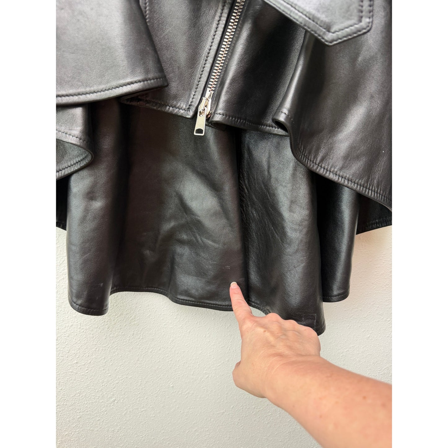 Alexander McQueen Black Peplum Moto Jacket Women's IT 50
