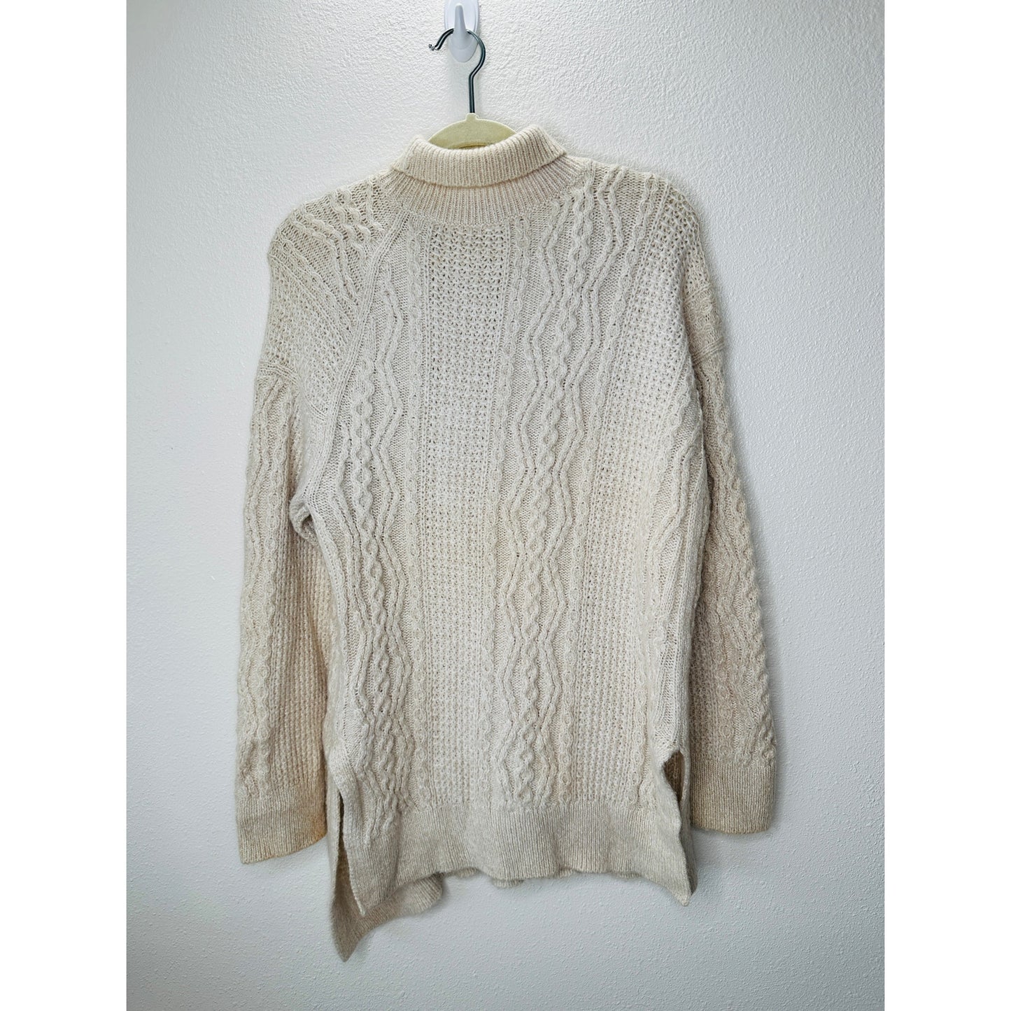 Vince Cream Chunky Knit Long Sleeve Mock Neck Sweater L