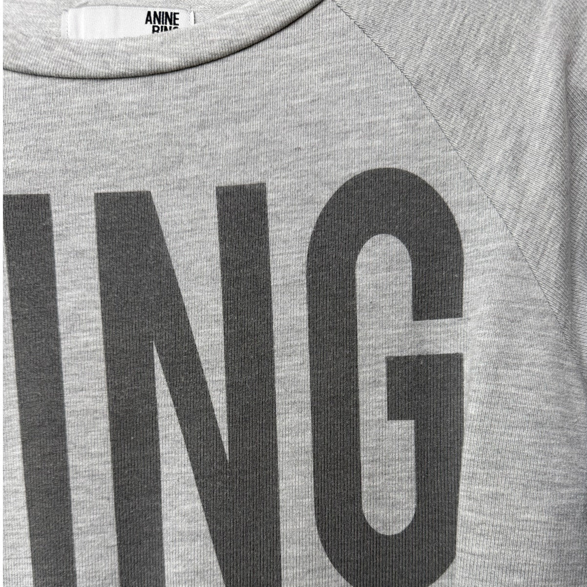 Anine Bing Light Gray BING Graphic Crewneck Sweatshirt Long Sleeve Size S