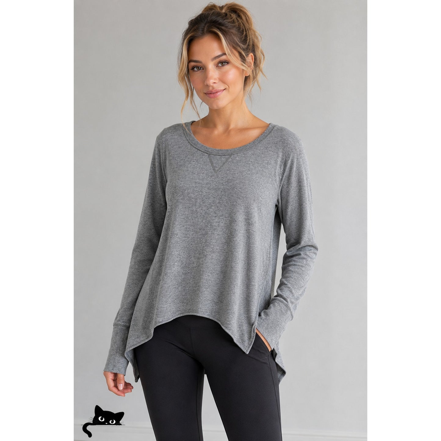 Lululemon Athletic Gray Tea Lounge Pullover Sweater Asymmetrical Hem 6