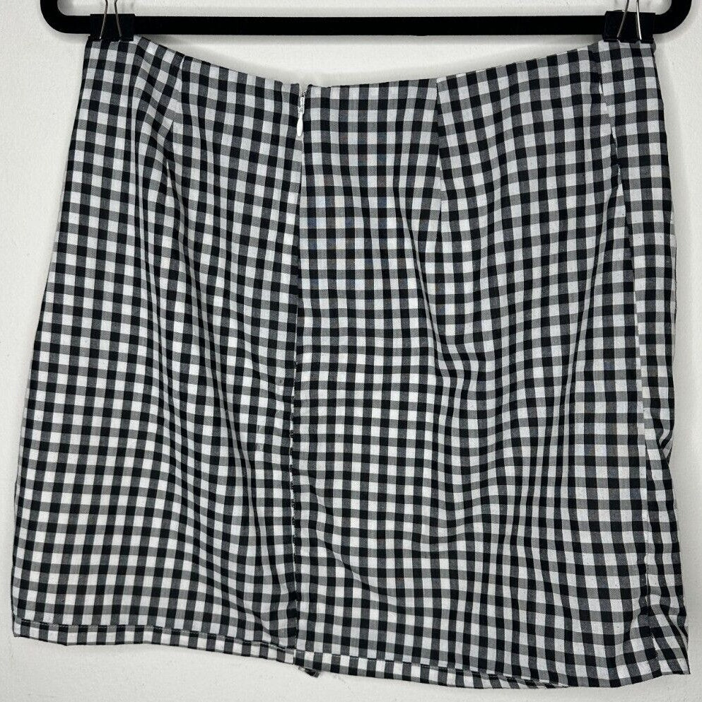 LOVERS + Friends Sassy Lisa Gingham Black White Check Ruffle Mini Skirt Large