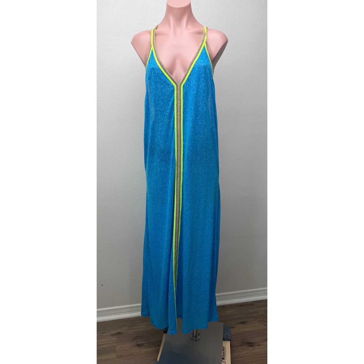 Pitusa Blue Neon Trim Maxi Cover Up Women Standard