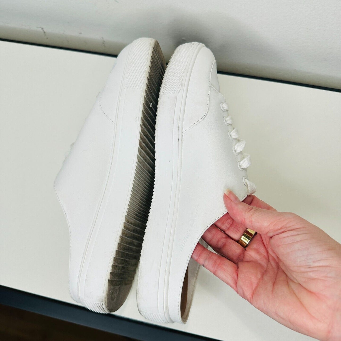 Susina White Leatherette Brynlee Closed Toe Slide-In Casual Mule Sneakers 9