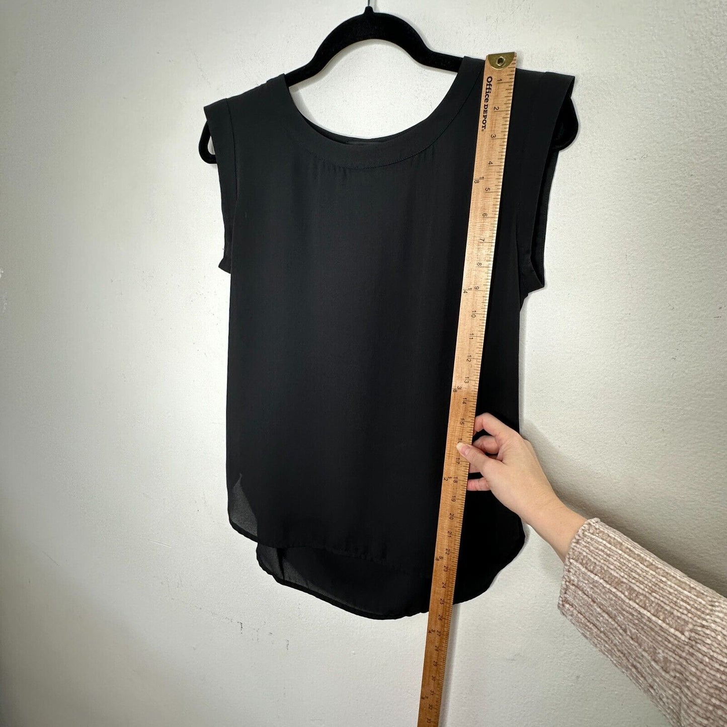 J. Crew Black Sleeveless Banded Neck and Sleeve Round Hem Side Slit Blouse 0