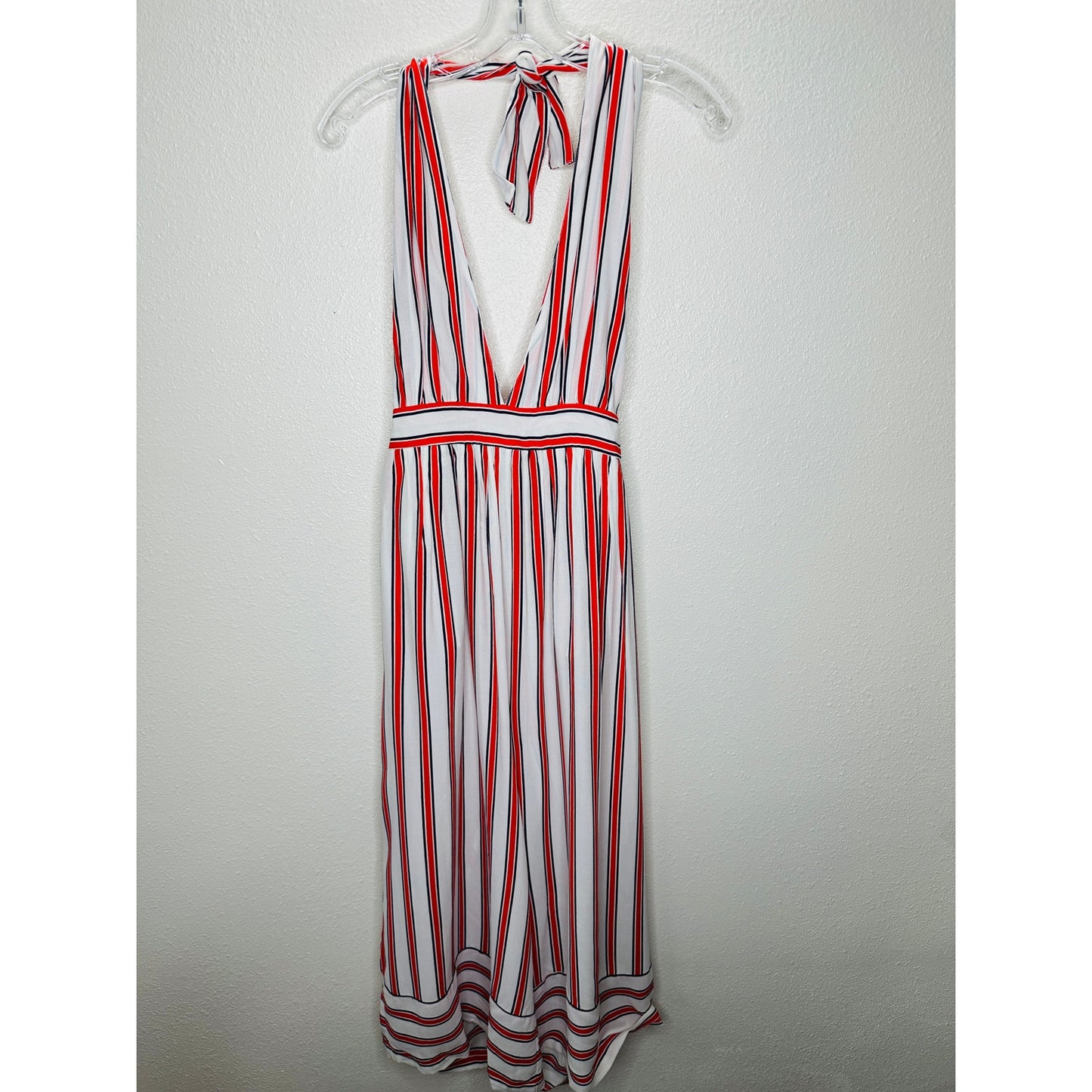 Urban Outfitters Raven White Red Blue Striped Halter Romper Jumpsuit S