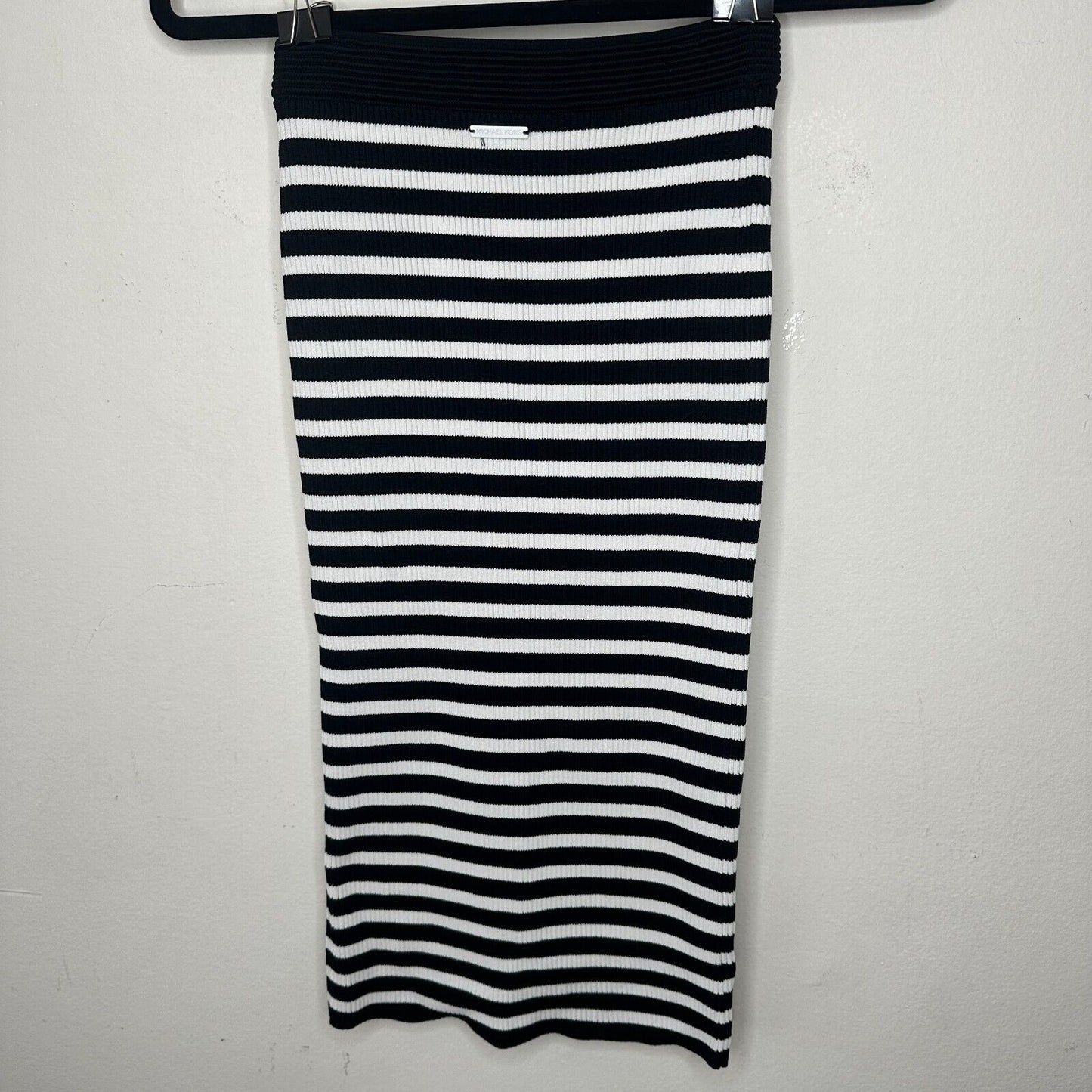 Michael Kors Black & White Striped Stretch Bodycon Tube Maxi Skirt XXS
