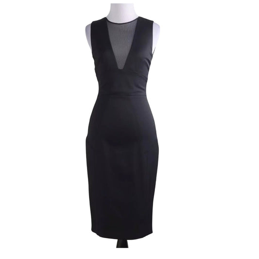 Reiss Black Sheer Mesh Brightwell Pencil Sheath Dress 6