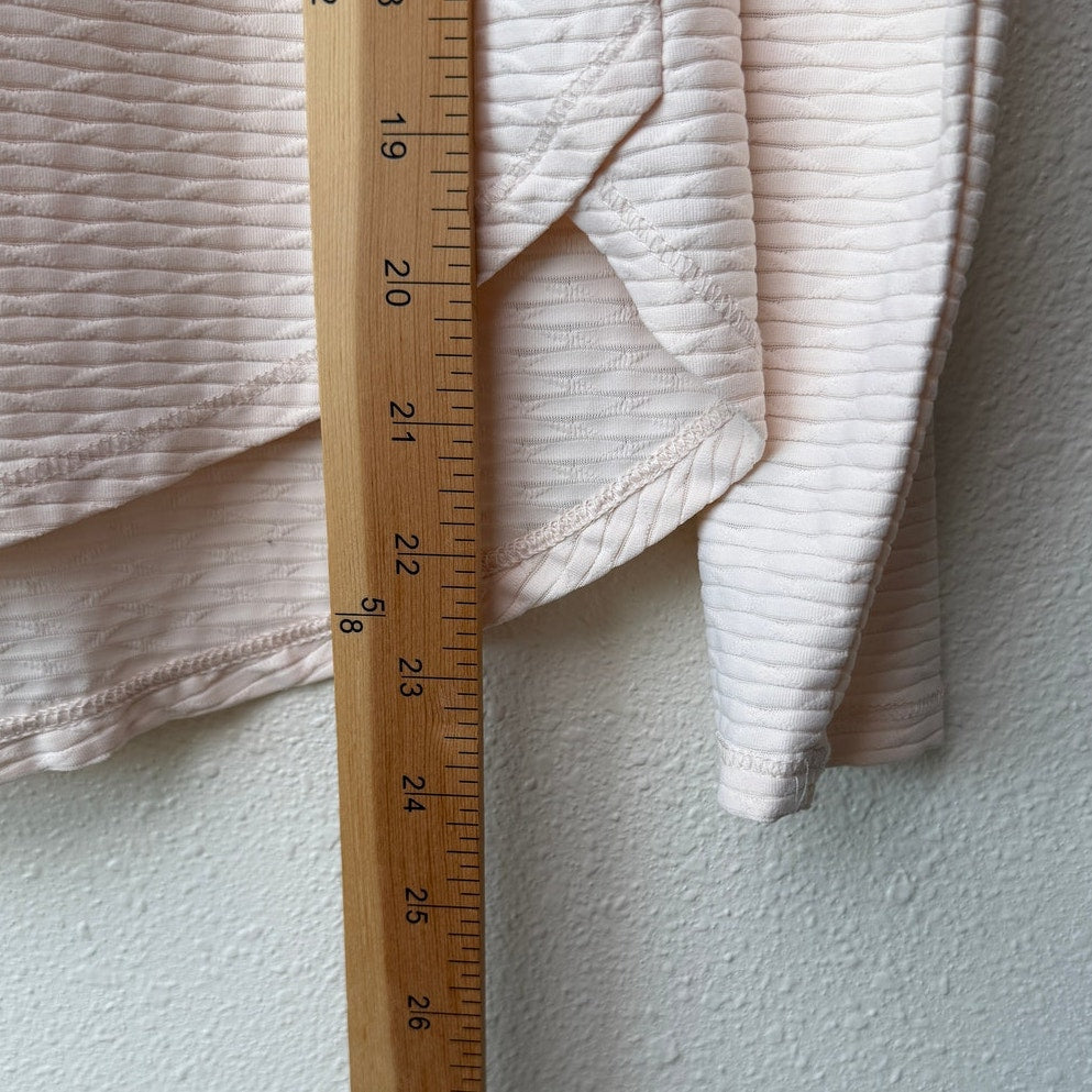 CALIA Ivory Peach Textured Long Sleeve Top Side Slit Relaxed Fit M