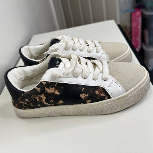 Steve Madden Philip Leopard Print Leather Sneakers Black Brown White 5
