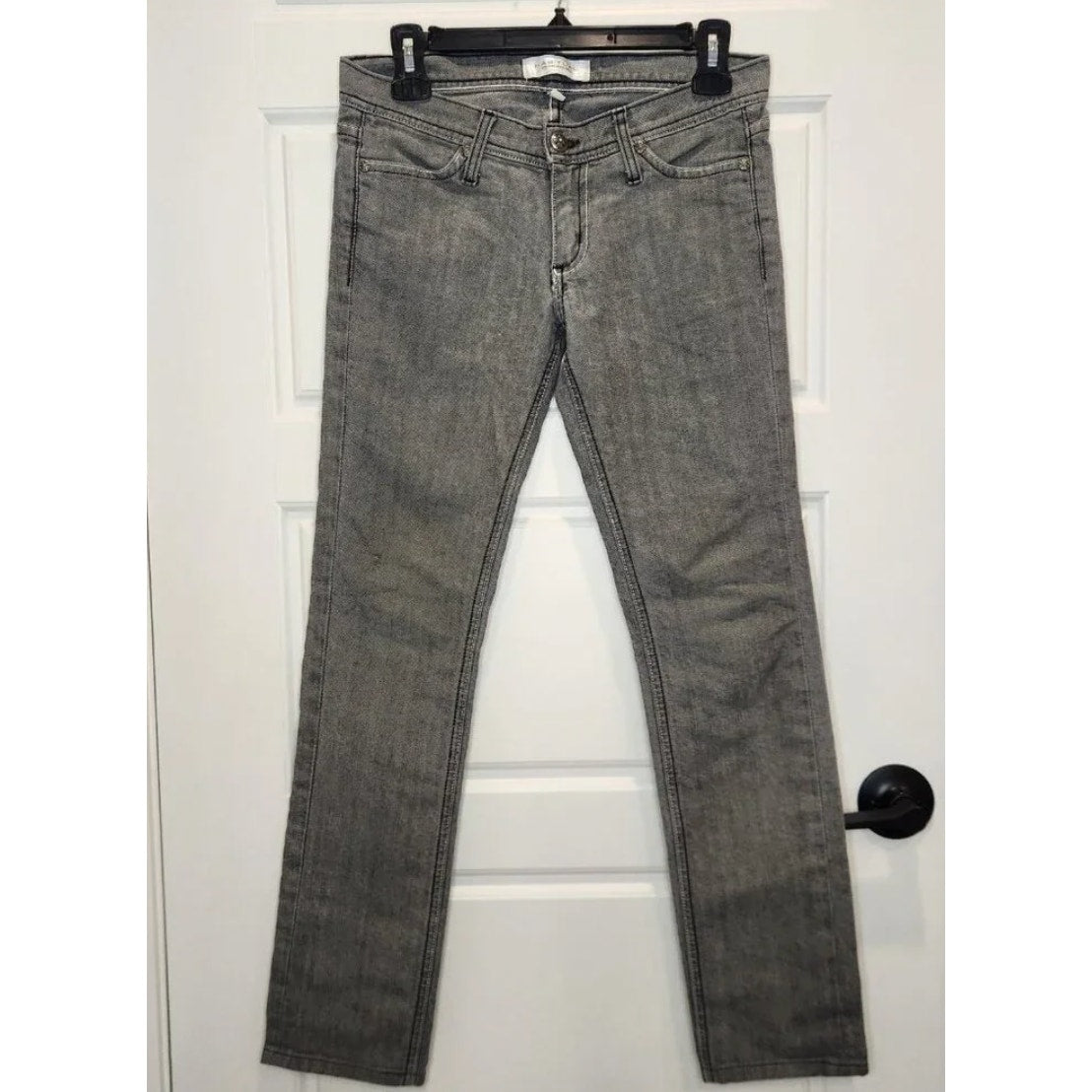 Vintage Y2K Habitual Gray Black Low Rise Straight Skinny Denim Jeans 25