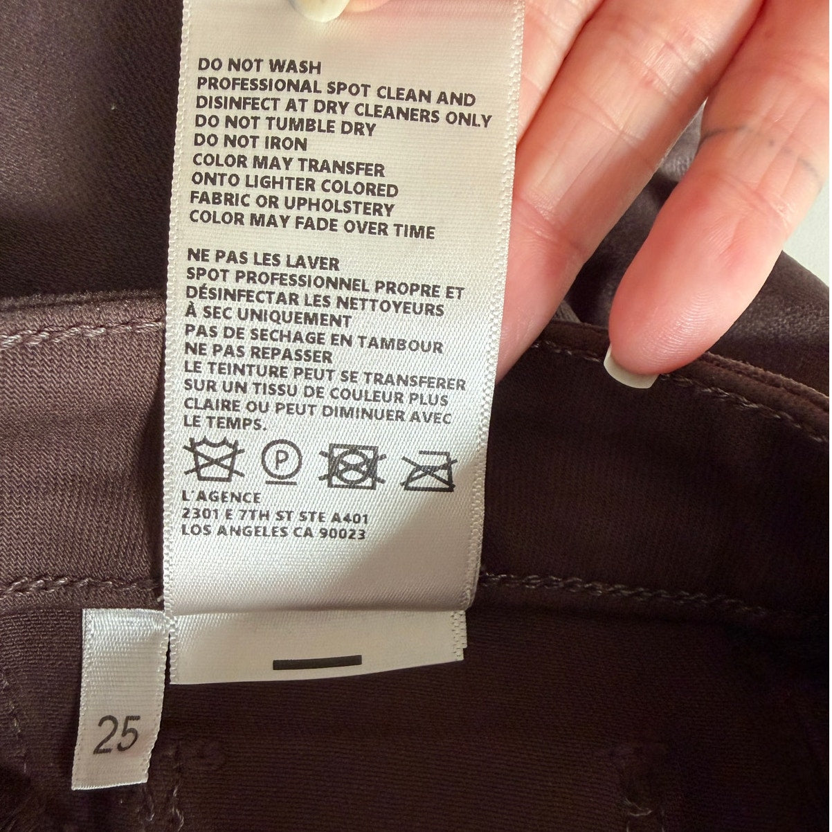 L'Agence Marguerite High Rise Coated Skinny Jeans in Chocolate Size 25