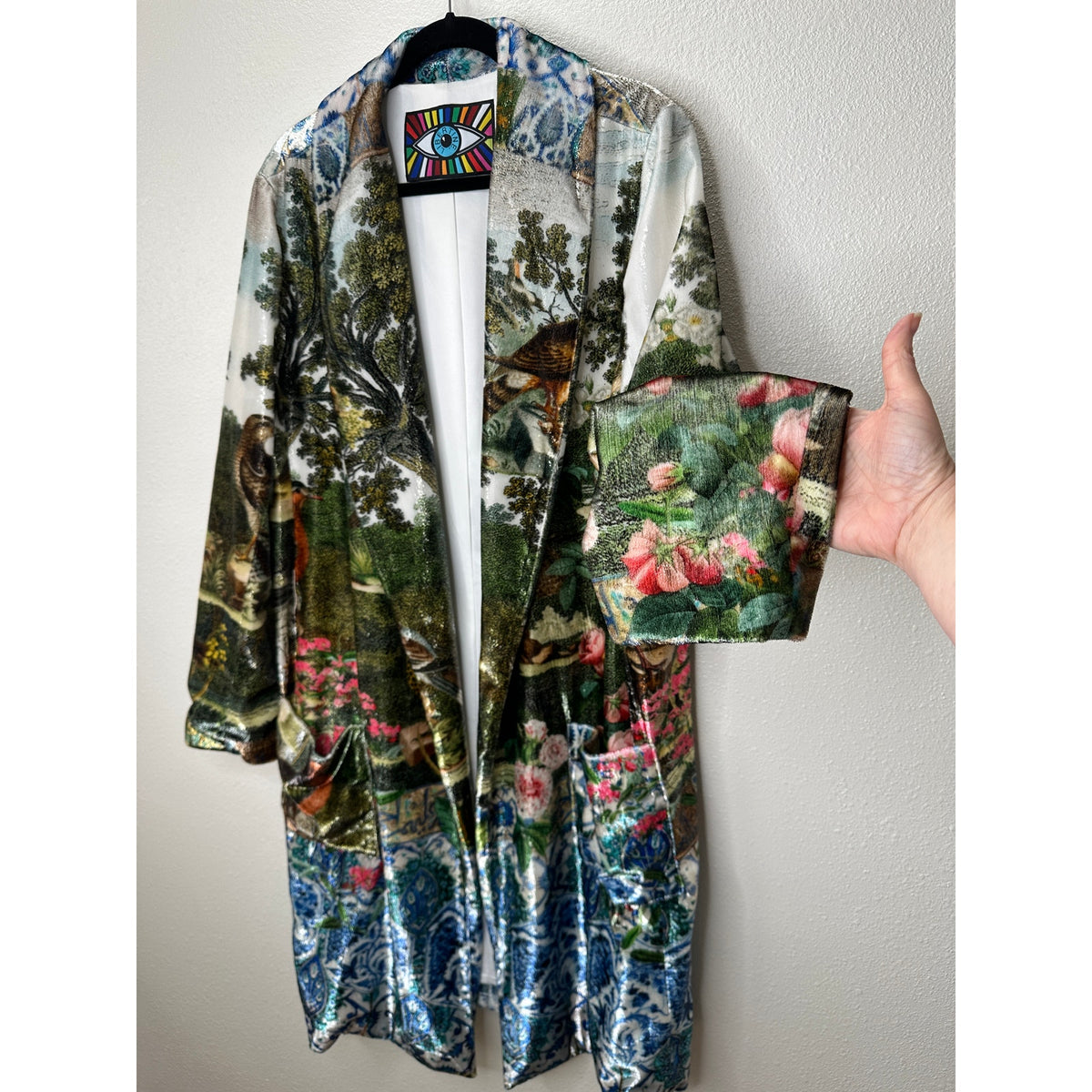 Libertine Ottoman Empire Birds Tie Waist House Coat Long Sleeve Green 3X / XL