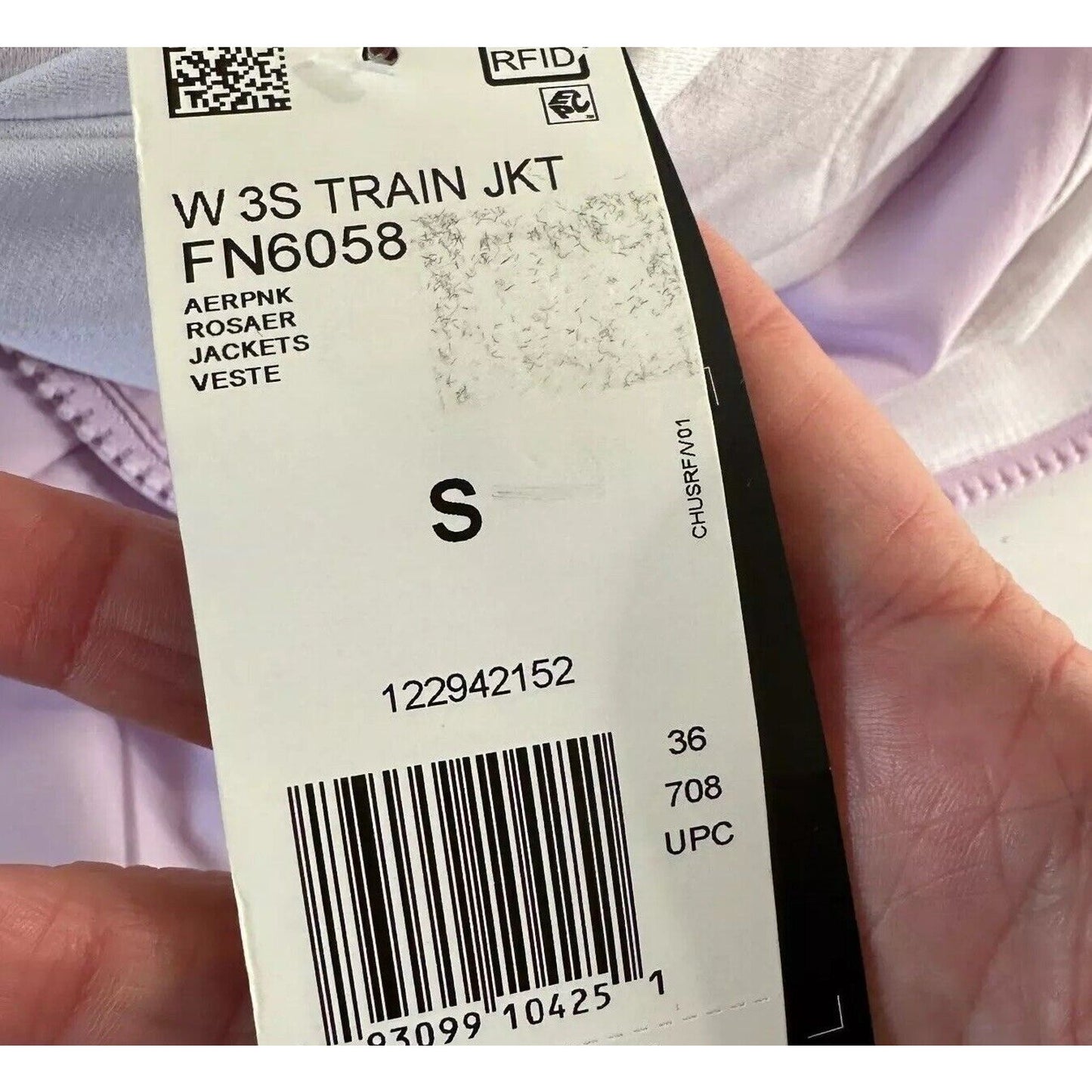 NWT Adidas W 3S Train Climalite Jacket Aero Pink Lilac Zip Front Windbreaker S