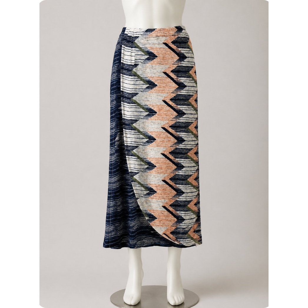 Anthropologie Maeve Plata Aztec Stripes Knit Midi Blue White & Peach XS