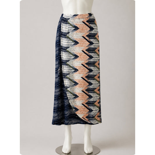 Anthropologie Maeve Plata Aztec Stripes Knit Midi Blue White & Peach XS