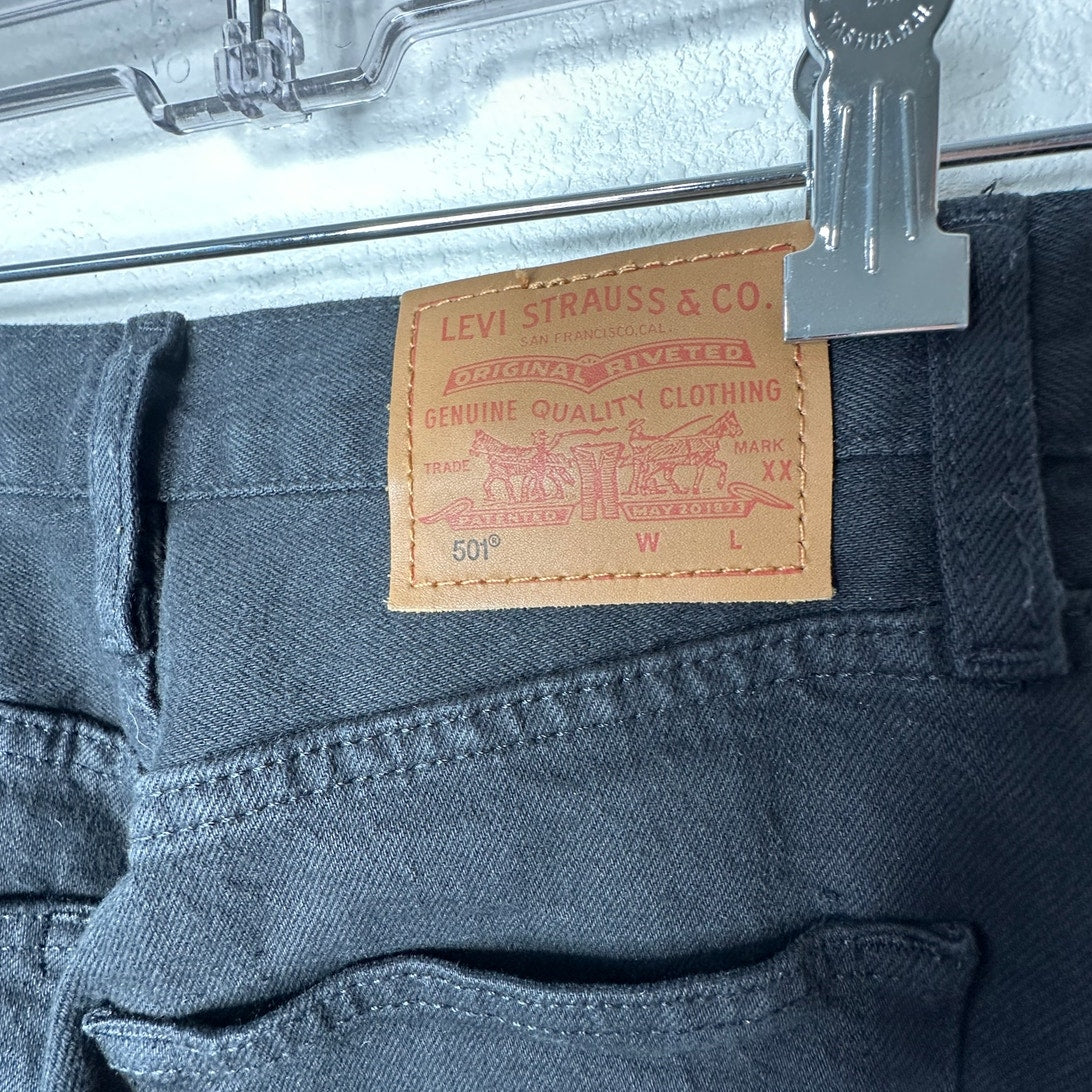 Levis 501 Original Fit Black Button Fly Straight Leg Jeans 23 x 28