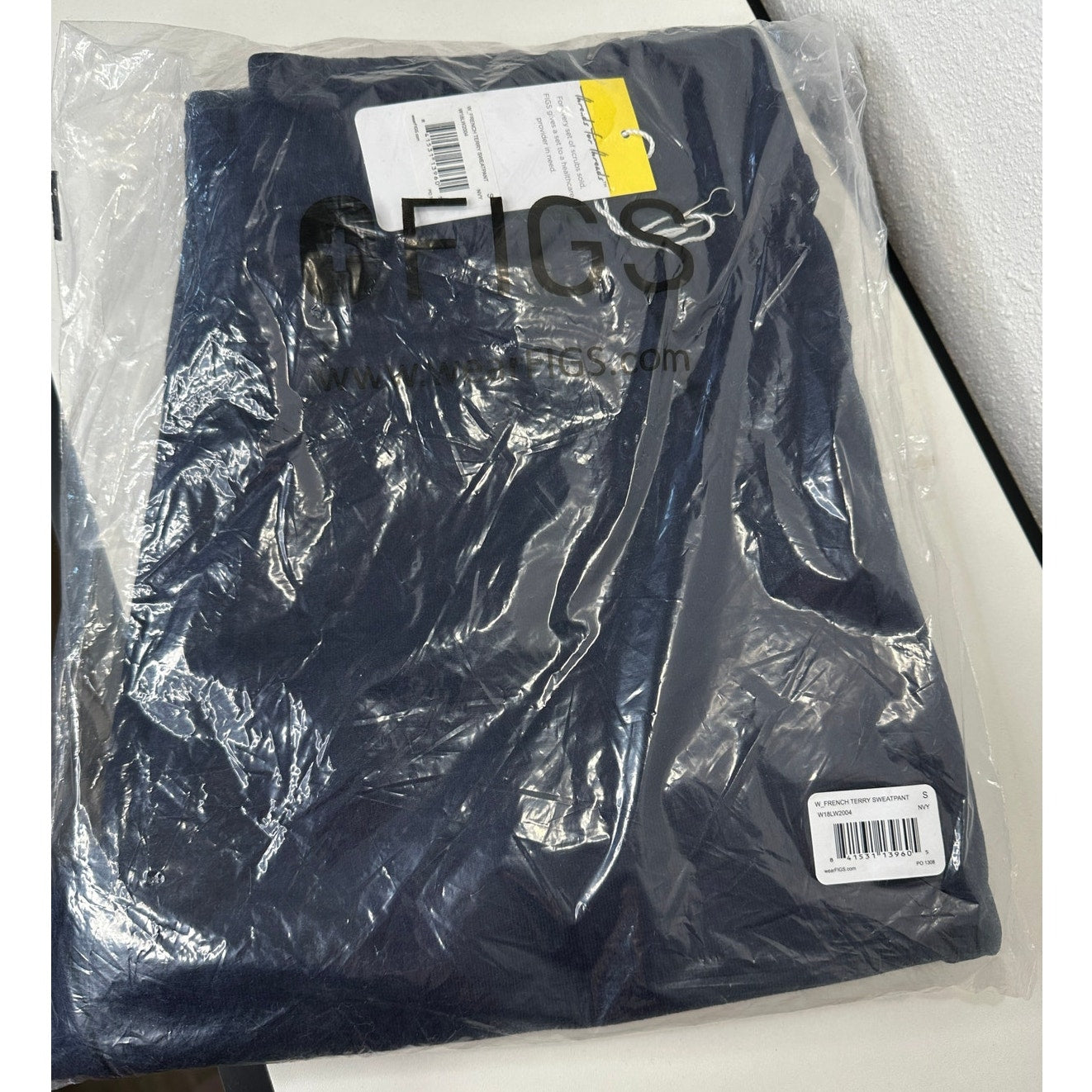 NWT Figs Navy French Terry Sweatpants Elastic Waist Scrubs S