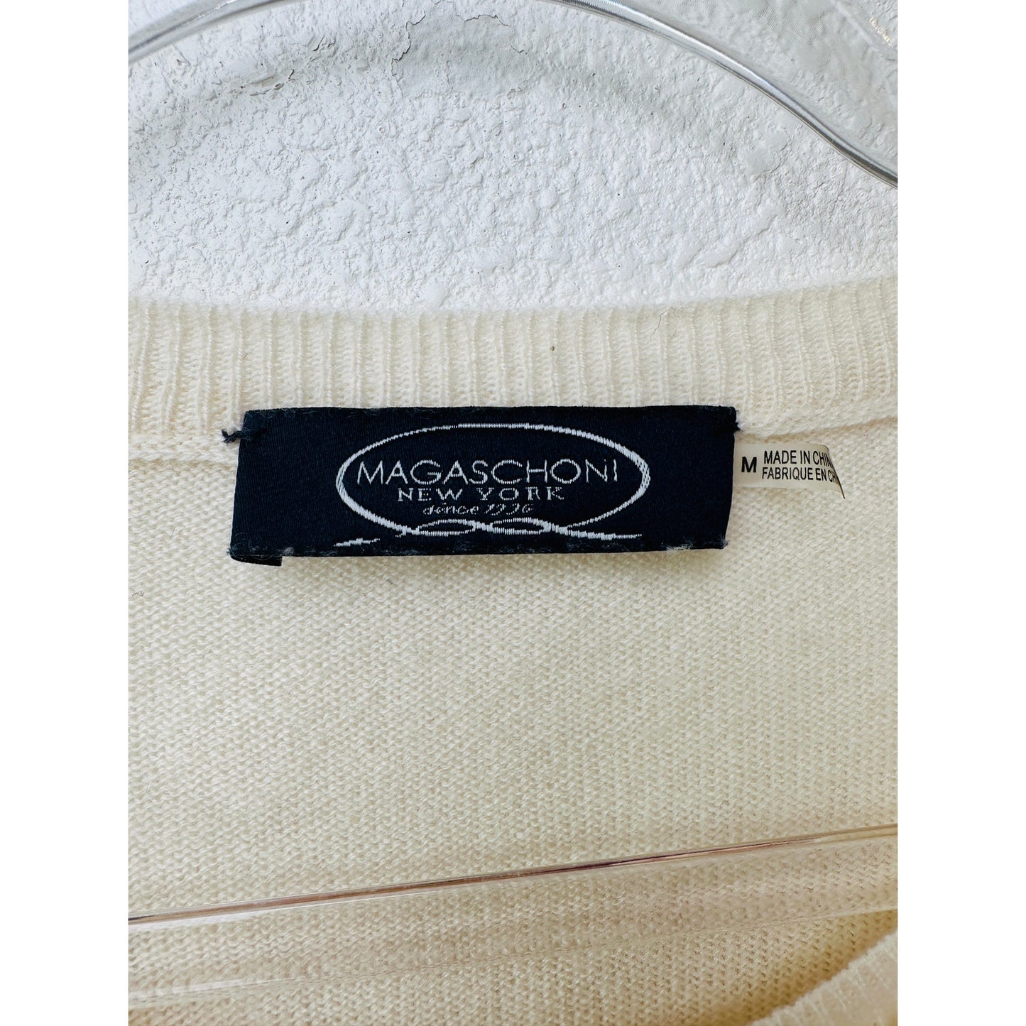 Magaschoni Sweater Cream Women US M 100% Cashmere Layered