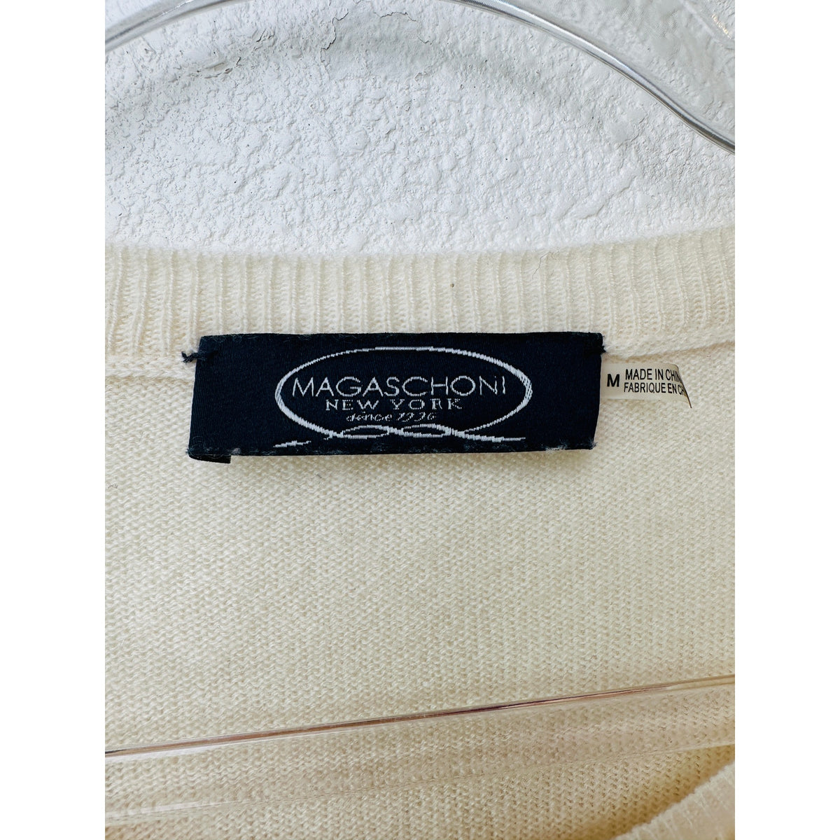Magaschoni Sweater Cream Women US M 100% Cashmere Layered