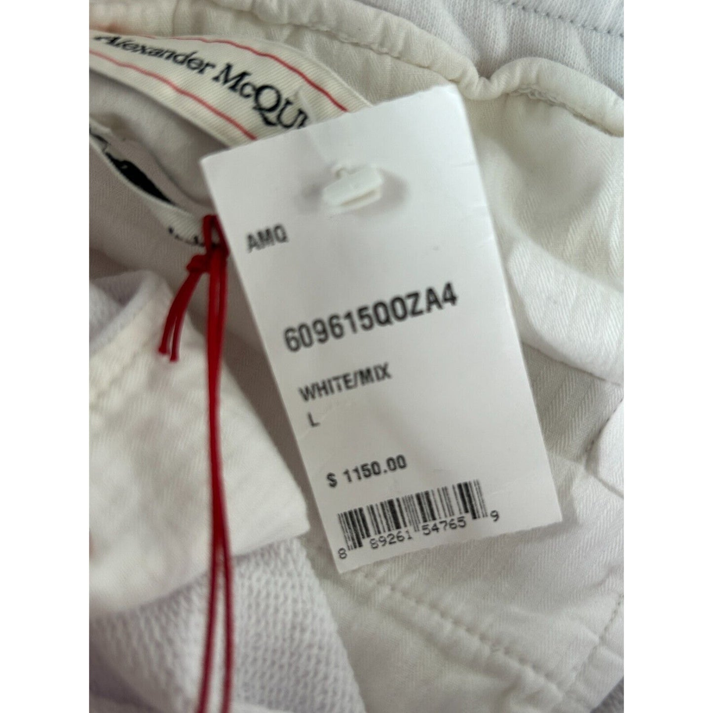 NWT Alexander McQueen White Jogger Pants Black and Pink Design Zip Pockets L
