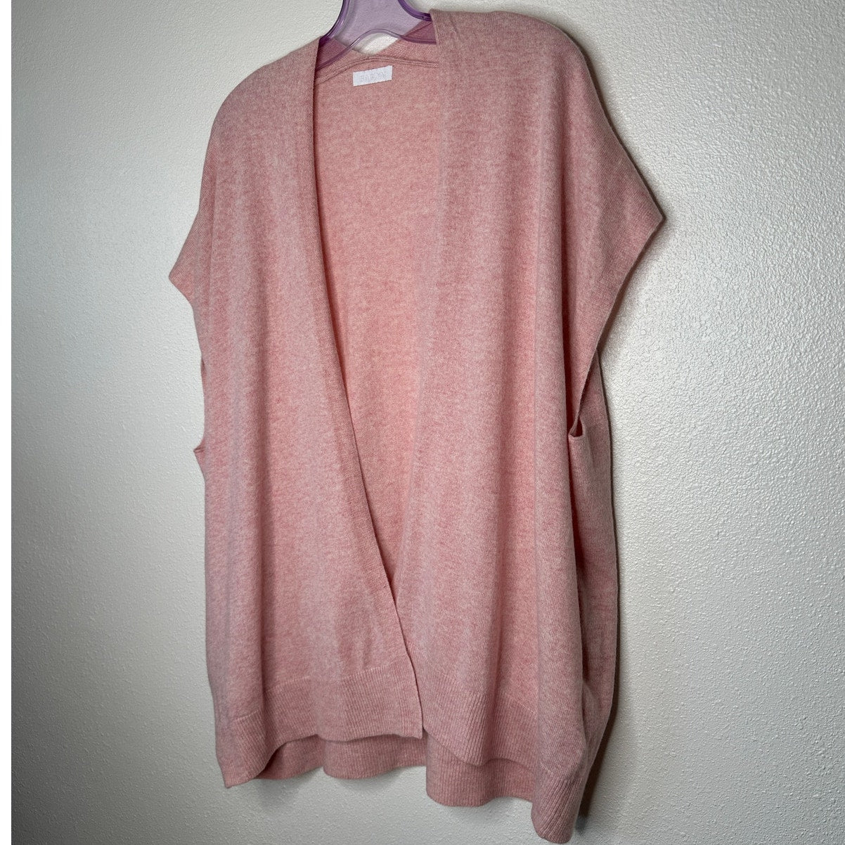 NWT Sablyn Peony Pink Rooney Shawl 100% Cashmere Open Front Sweater Vest S