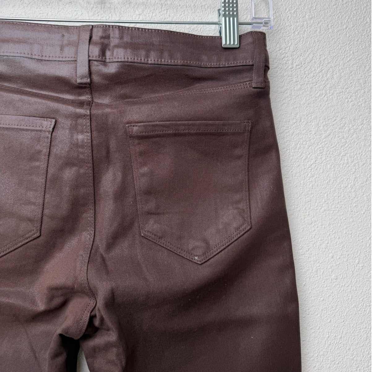 L'Agence Marguerite High Rise Coated Skinny Jeans in Chocolate Size 25