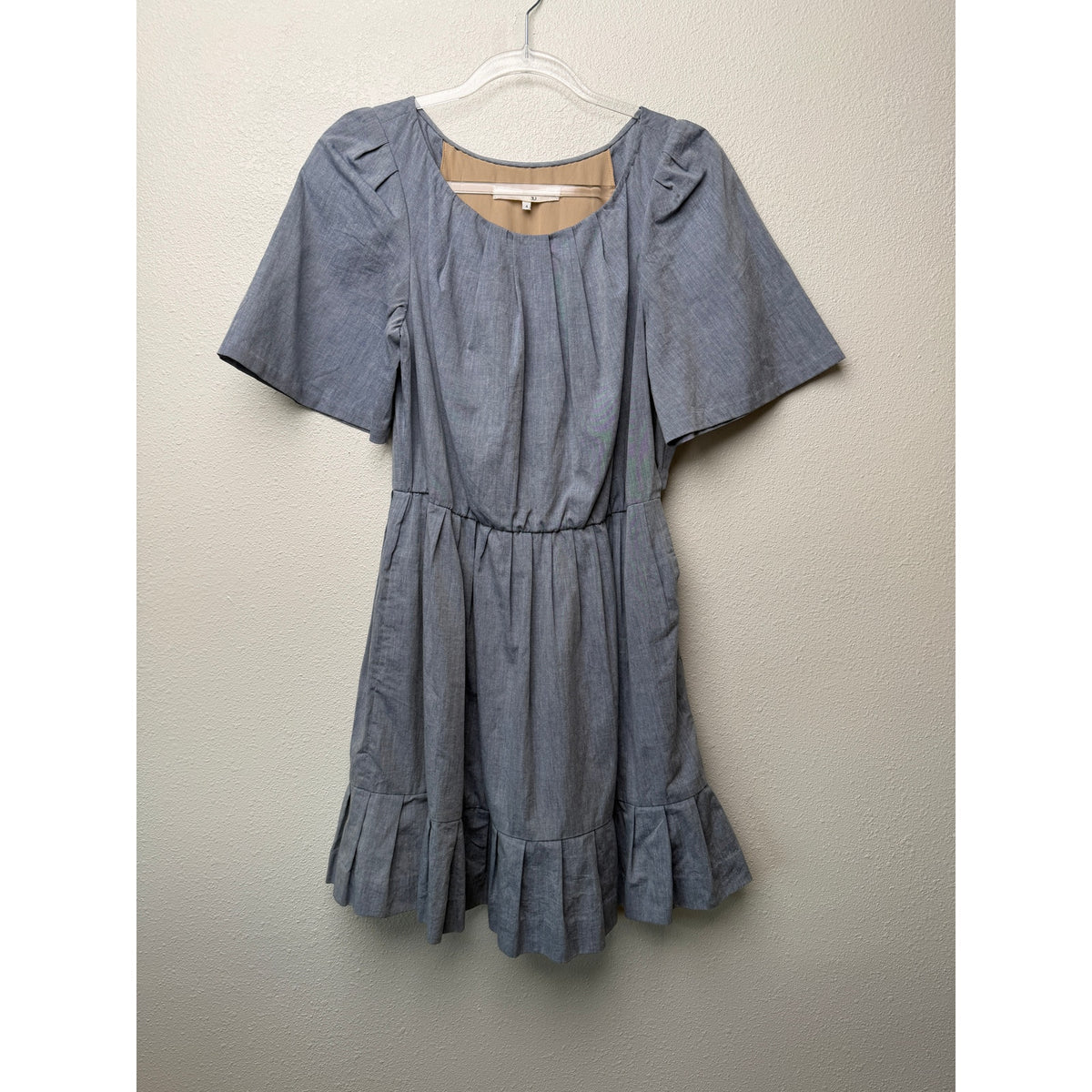 3.1 Phillip Lim Blue Chambray Ruffle Dress Women US 4