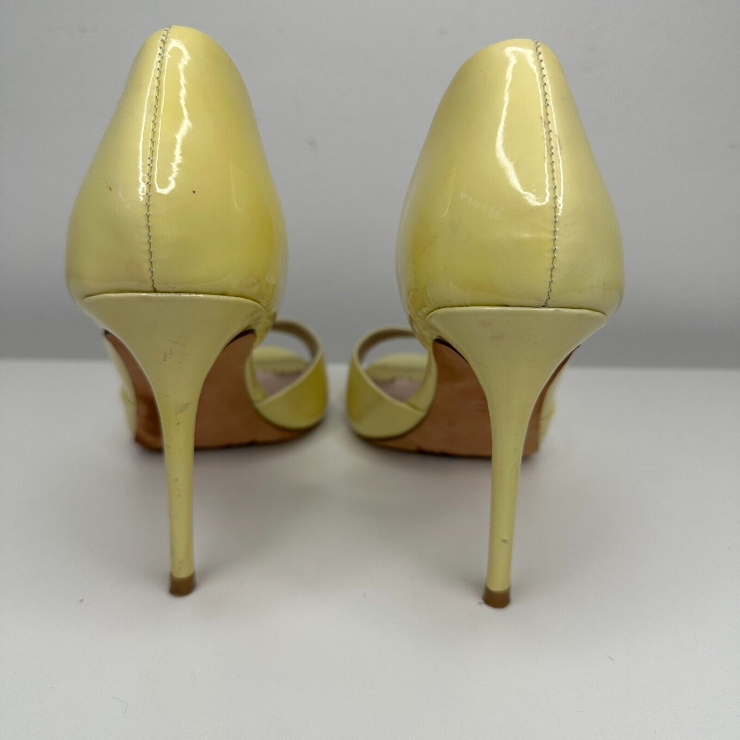 Jean-Michel Cazabat Yellow Olina Open-Toe D'Orsay Leather Stiletto Heel 38 7.5