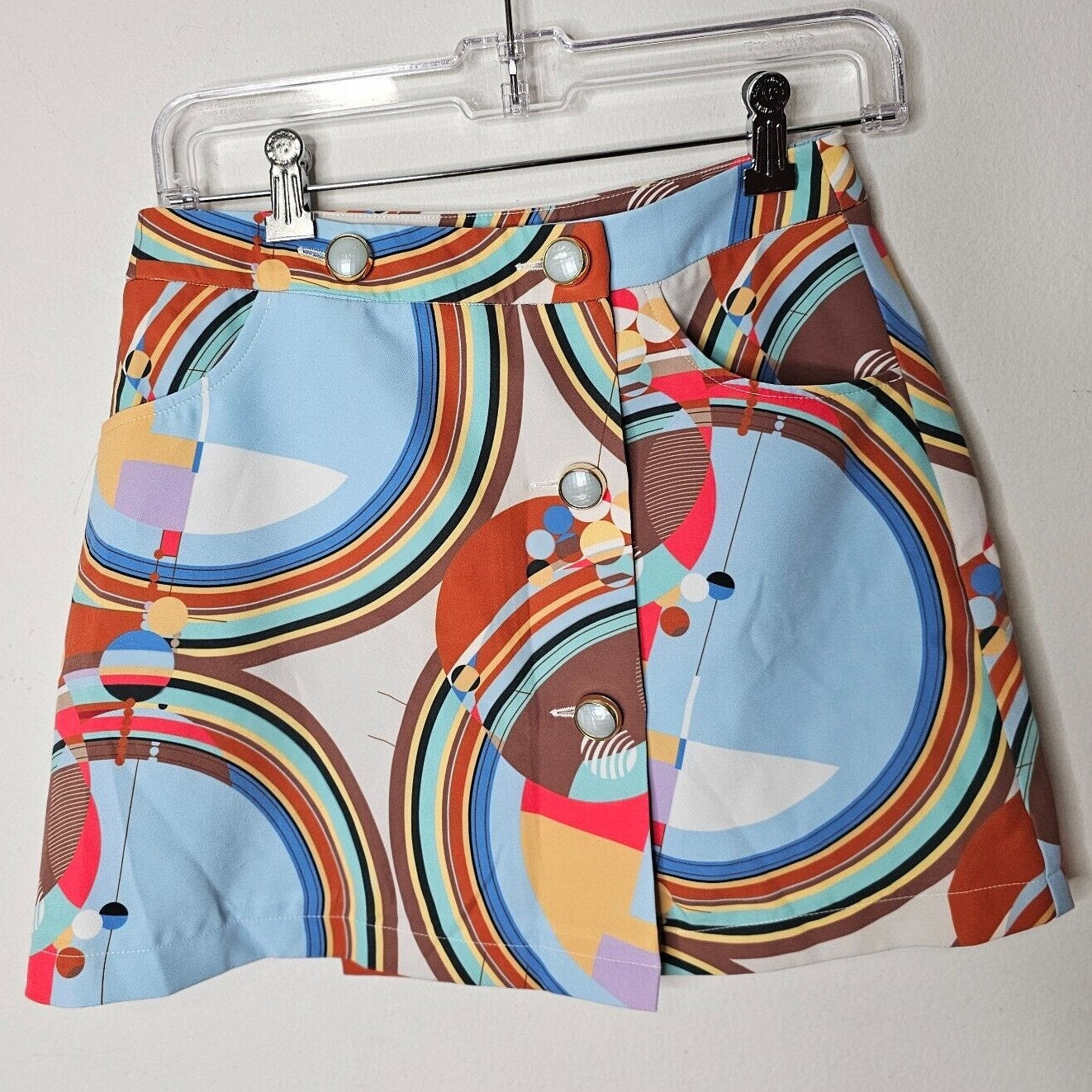 NWT Stefania Vaidani 60s Front Button Crop Top and Matching Button Mini Skirt SM