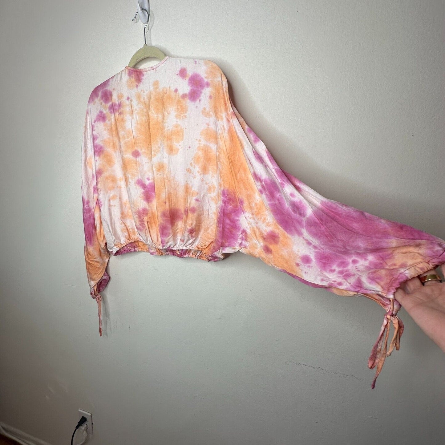 Revolve Tularosa Dolce Deep-V Pastel Tie Dye Pintuck Top Cuff Ties Medium