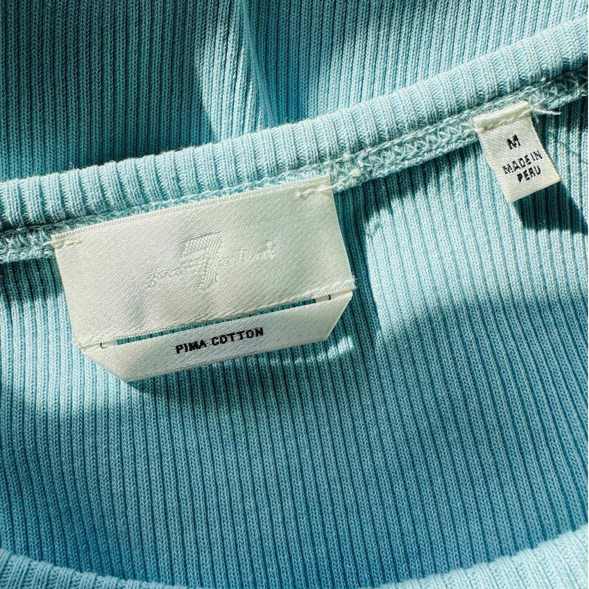 7 For All Mankind Baby Blue High Neck Ribbed Tank Top M