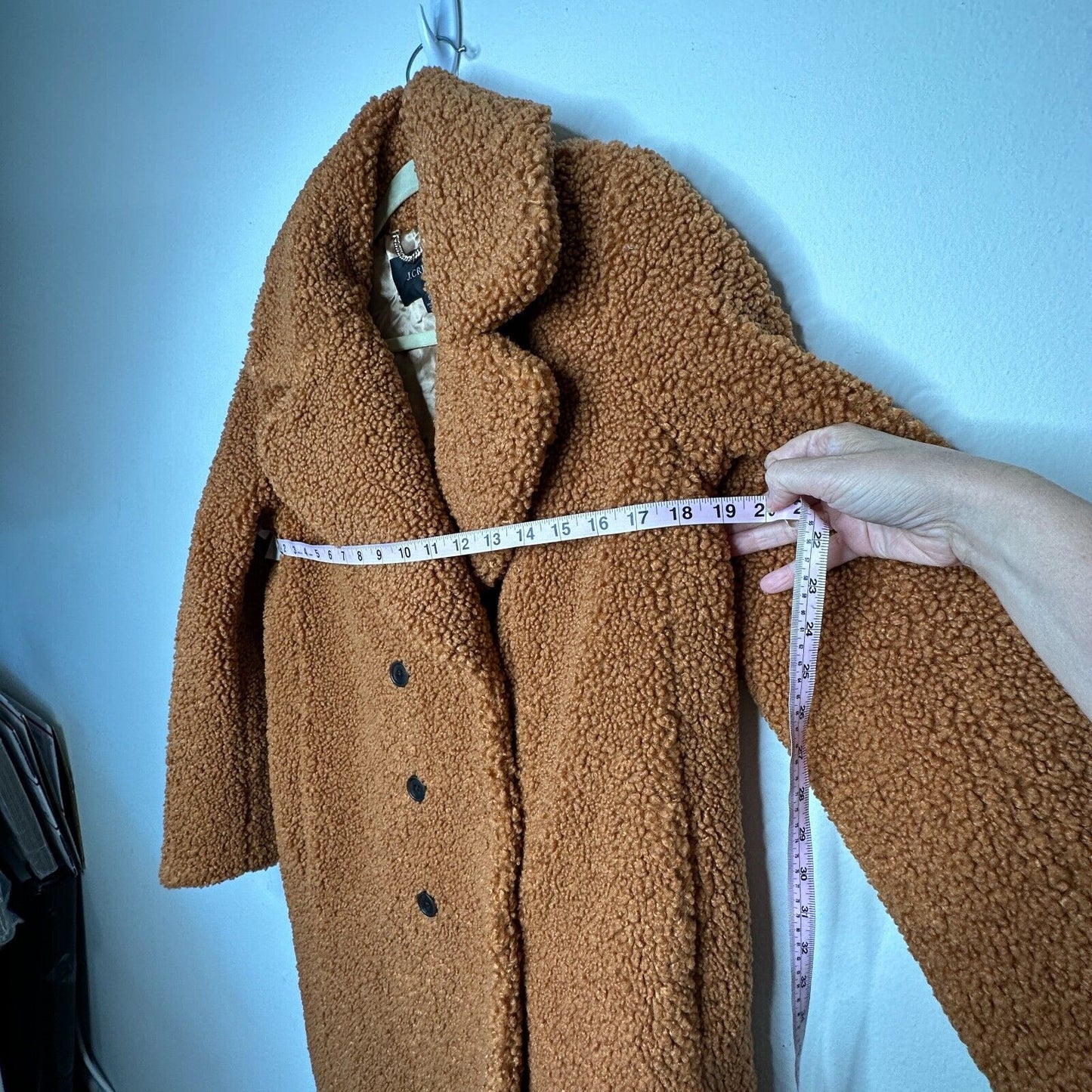 J. Crew Double Breasted Camel Adobe Clay Collared Teddy Sherpa Long Topcoat S