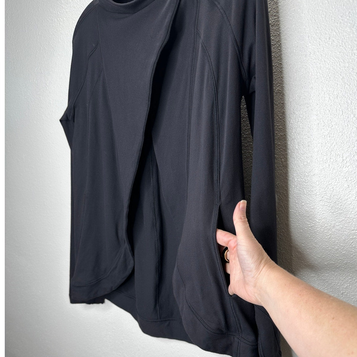 Lululemon Black Long Sleeve Cardigan Style Snap Neck Button Collar 4