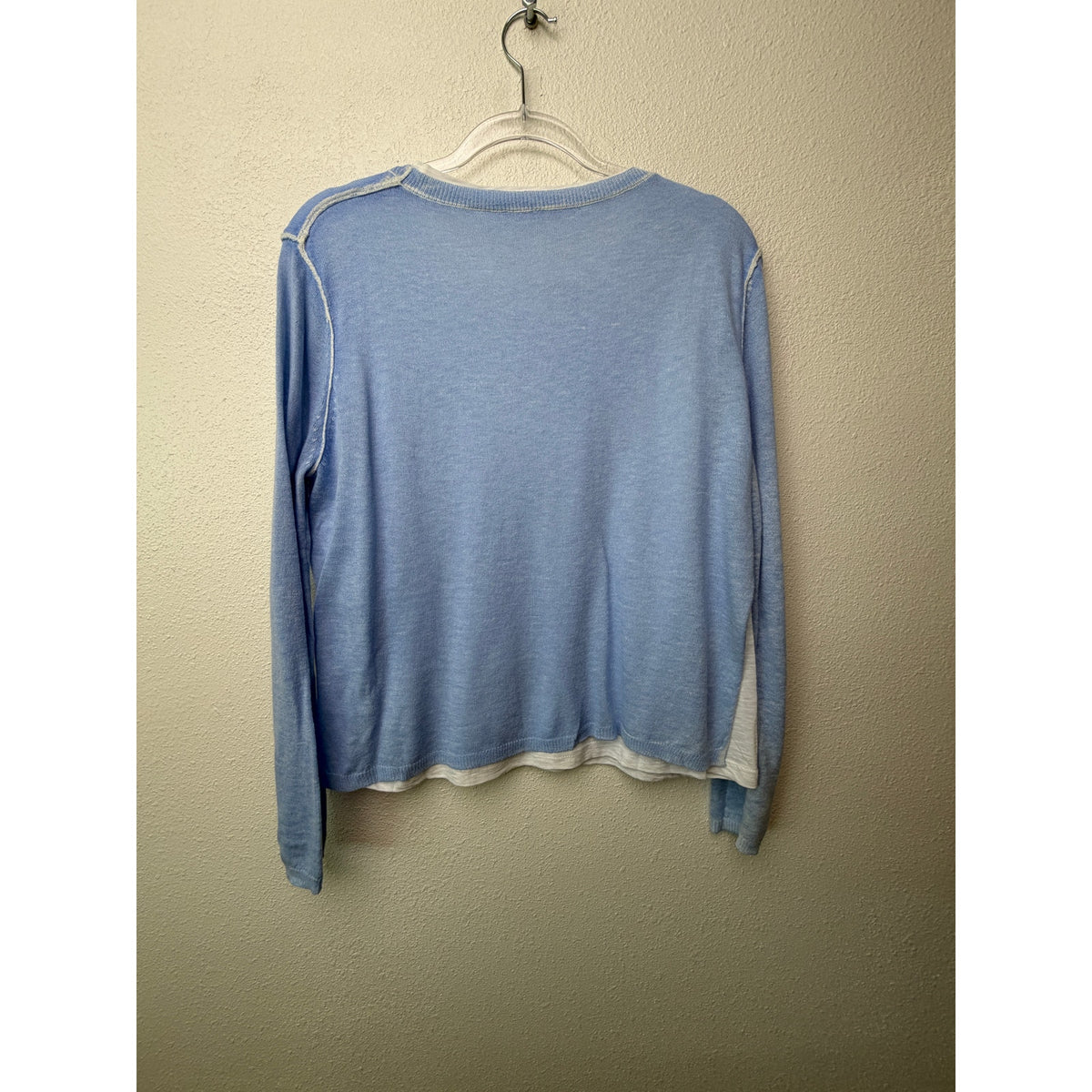 Nati Blue White Layered Knit Sweater Women M